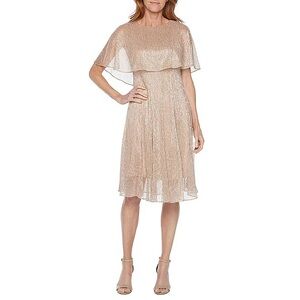 Danny & Nicole Metallic Short Sleeve A-Line Dress